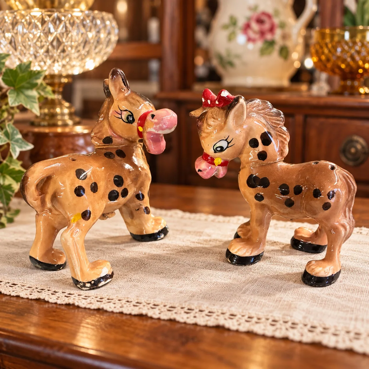 Playful vintage horse figurines